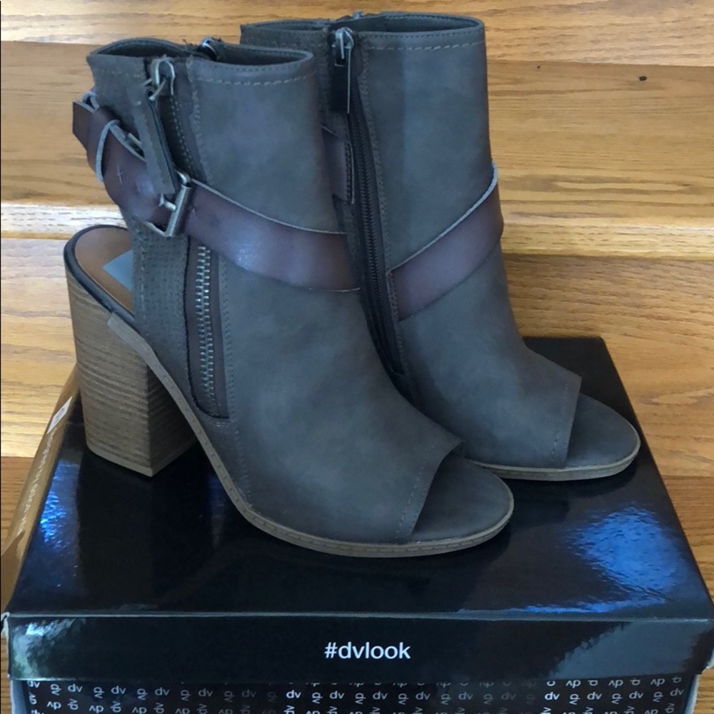 Peep toe, open heel booties- size 8